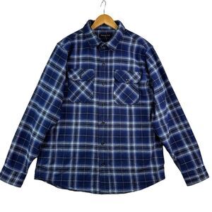 Redwood Creek Mens Flannel Shirt Shacket Large Blue Plaid Long‎ Sleeve Buttons